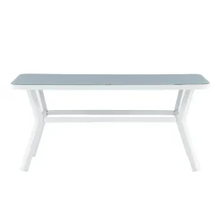 Fjôrd Eettafel Wit Grijs Glas - 160x90x74cm - Virya Best