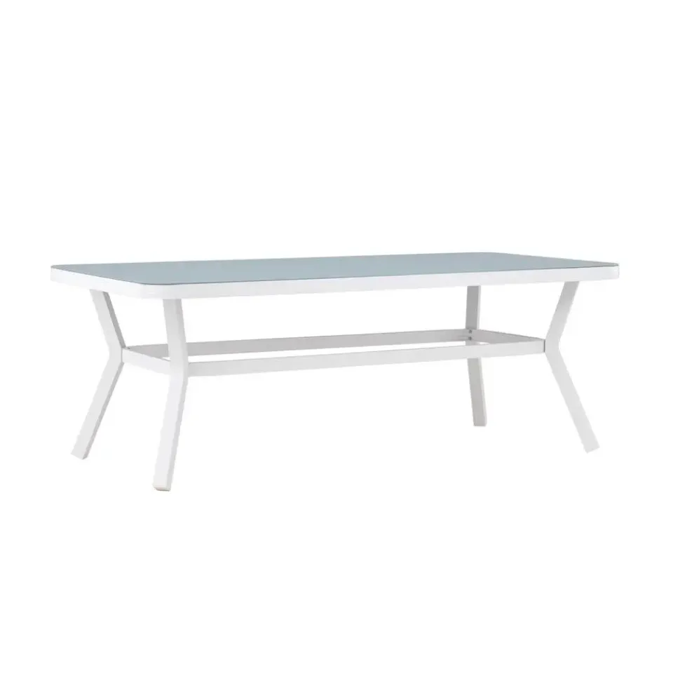 Fjôrd Eettafel Wit Grijs Glas - 200x100x74cm - Virya Best