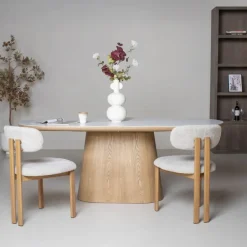 Giga Meubel Eettafel Wit Keramiek/Naturel - 200x90x77cm - Alba Clearance