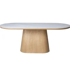 Giga Meubel Eettafel Wit Keramiek/Naturel - 200x90x77cm - Alba Clearance