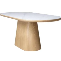 Giga Meubel Eettafel Wit Keramiek/Naturel - 200x90x77cm - Alba Clearance