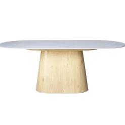 Giga Meubel Eettafel Wit Keramiek/Naturel - 200x90x75cm - Madia Best