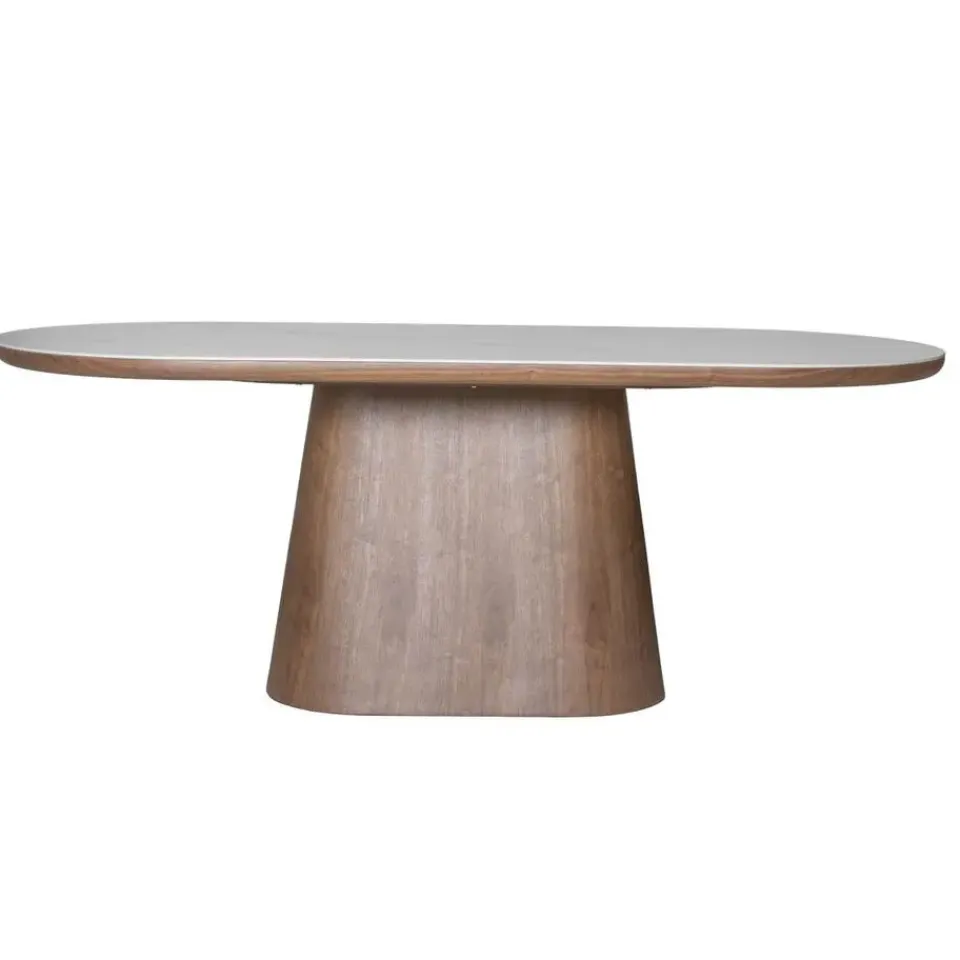 Giga Meubel Eettafel Wit Keramiek/Walnoot - 200x90x77cm - Alba