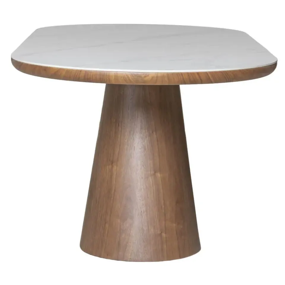 Giga Meubel Eettafel Wit Keramiek/Walnoot - 200x90x77cm - Alba