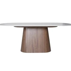 Giga Meubel Eettafel Wit Keramiek/Walnoot - 200x90x75cm - Madia Sale