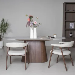 Giga Meubel Eettafel Wit Keramiek/Walnoot - 200x90x75cm - Madia Sale