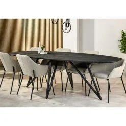 Giga Living Eettafel Zwart Acaciahout - Ovaal - 240x110x76cm - Langford Discount