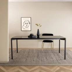 Fjôrd Eettafel Zwart Hout - 190x90x75cm - Pelle New