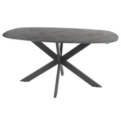 Giga Living Eettafel Zwart Marmerlook - 150x90x76cm - Deens Ovaal Best