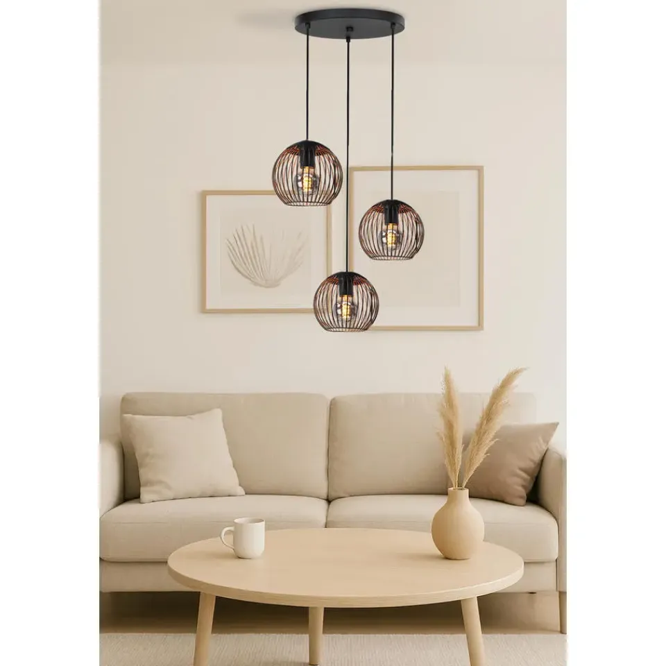 EGLO Almanzora Hanglamp - E27 - Ø 46.5 cm - Staal - Zwart/Koper Best