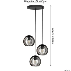EGLO Almanzora Hanglamp - E27 - Ø 46.5 cm - Staal - Zwart/Koper Best