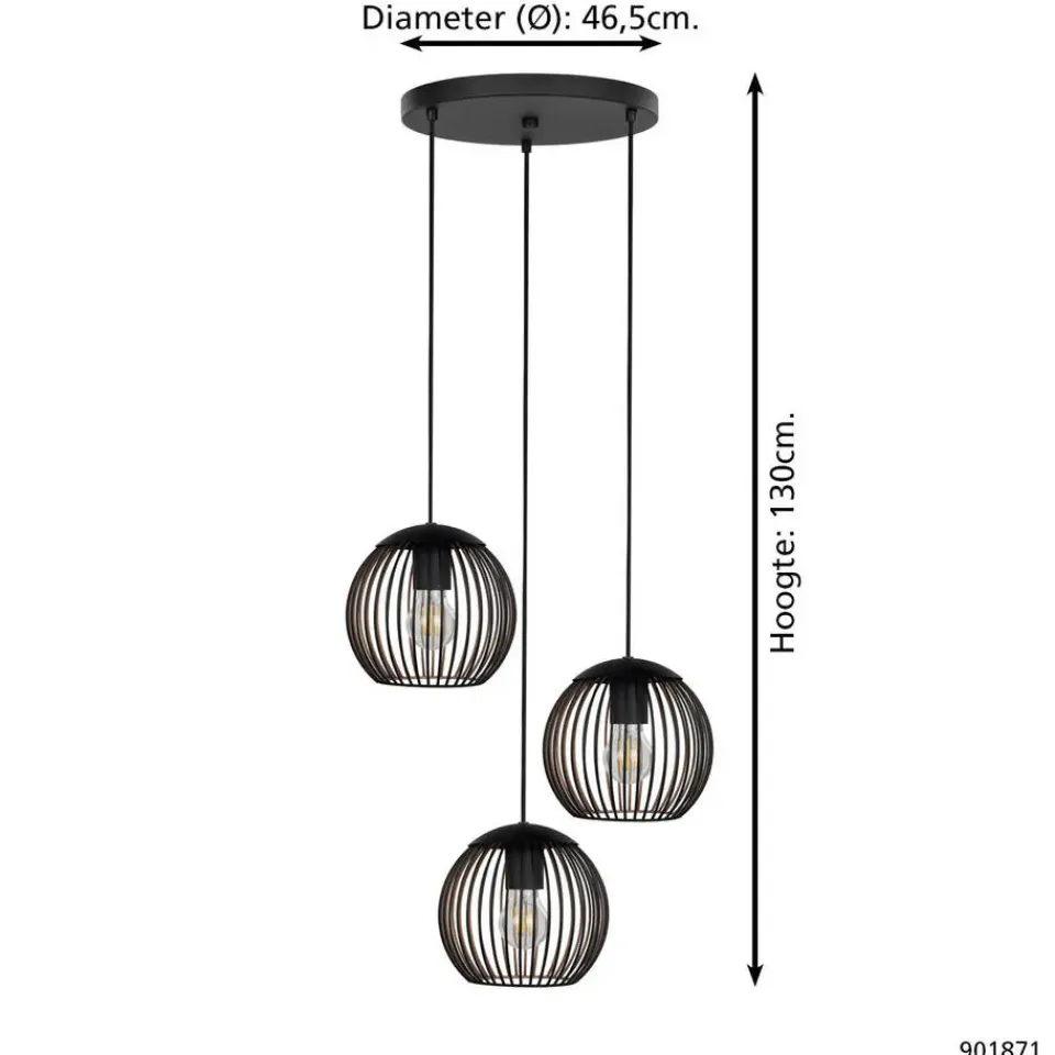 EGLO Almanzora Hanglamp - E27 - Ø 46.5 cm - Staal - Zwart/Koper Best