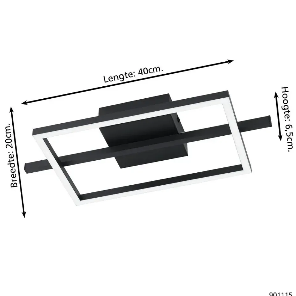 EGLO Amandolo Plafondlamp - LED - 40 cm - Zwart/Wit - Instelbaar RGB New