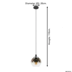 EGLO Ariscani 1 Hanglamp - E27 - Ø 20 cm - Koperglas - Zwart Hot