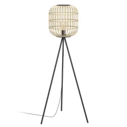 EGLO Bordesley Vloerlamp - E27 - 139 cm - Zwart/Natuur New
