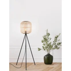 EGLO Bordesley Vloerlamp - E27 - 139 cm - Zwart/Natuur New