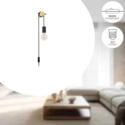 EGLO Buddon Wandlamp - E27 - 5,5 cm - Bruin/Zwart Clearance