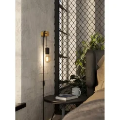 EGLO Buddon Wandlamp - E27 - 5,5 cm - Bruin/Zwart Clearance