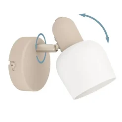 EGLO Corato Spot - E14 - 15.5 cm - Wit/Beige - Glas Discount
