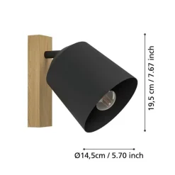 EGLO Cotorro Wandlamp - E27 - 14.5 cm - Zwart/Bruin Hot