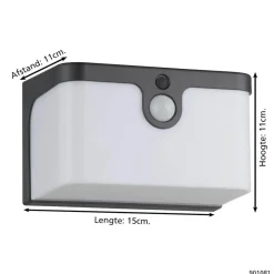 EGLO Croara Solar Wandlamp - LED - 15 cm - Antraciet/Wit Discount