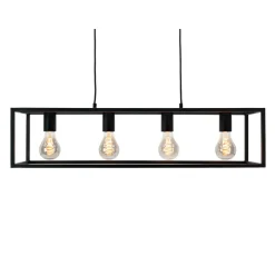 EGLO Eldrick Hanglamp - 4xE27 - 85 cm - industrieel - Staal - Zwart Best
