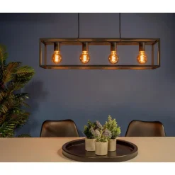 EGLO Eldrick Hanglamp - 4xE27 - 85 cm - industrieel - Staal - Zwart Best