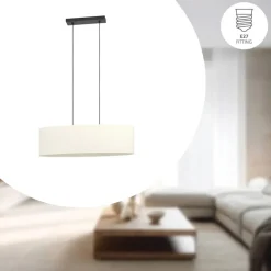 EGLO Febres Hanglamp - E27 - teddy stof - Zwart/Wit Online