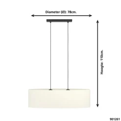 EGLO Febres Hanglamp - E27 - teddy stof - Zwart/Wit Online