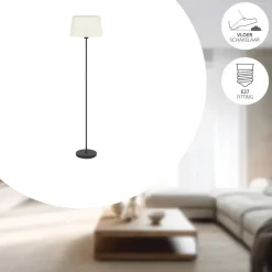 EGLO Febres Staande lamp - E27 - teddy stof - Zwart/Wit Best