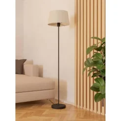 EGLO Febres Staande lamp - E27 - teddy stof - Zwart/Wit Best