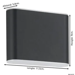 EGLO Grutti Wandlamp - LED - 11,5 cm - Antraciet Discount