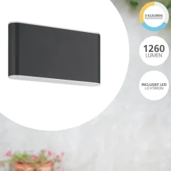 EGLO Grutti Wandlamp - LED - 17,5 cm - Antraciet Online