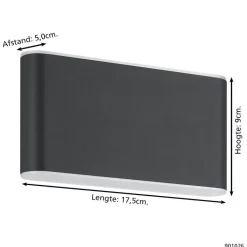 EGLO Grutti Wandlamp - LED - 17,5 cm - Antraciet Online