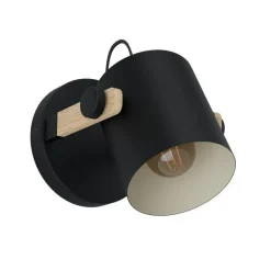 EGLO Hornwood Wandlamp - 1 lichts - Ø17cm. - E27 - Hout/zwart Clearance