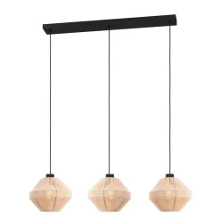 EGLO Midsumer Hanglamp - 3 x E27 - 92 cm - Zwart/Crème - Textiel