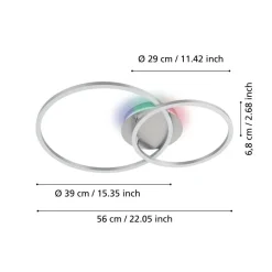 EGLO Palmaves 3 Plafonnière - LED - 55 cm - Zilvergrijs Online