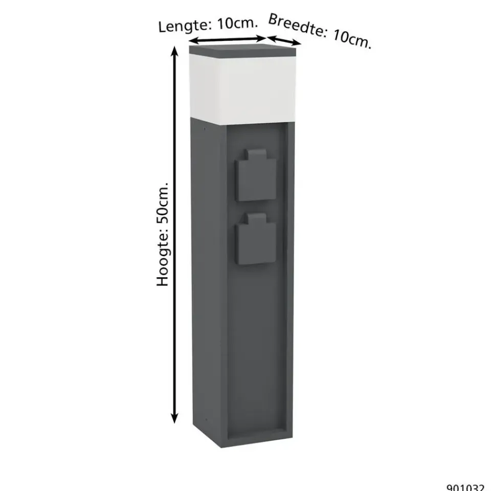 EGLO Park5 Stopcontact Zuil Buiten - E27 - 50 cm - Antraciet/Wit