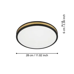 EGLO Pescaito Plafond- en Wandlamp - LED - Ø 28 cm - Zwart/Wit/Goud Clearance