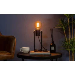 EGLO Plimsoll Tafellamp - E27 - 25,5 cm - Zwart - Hout Online