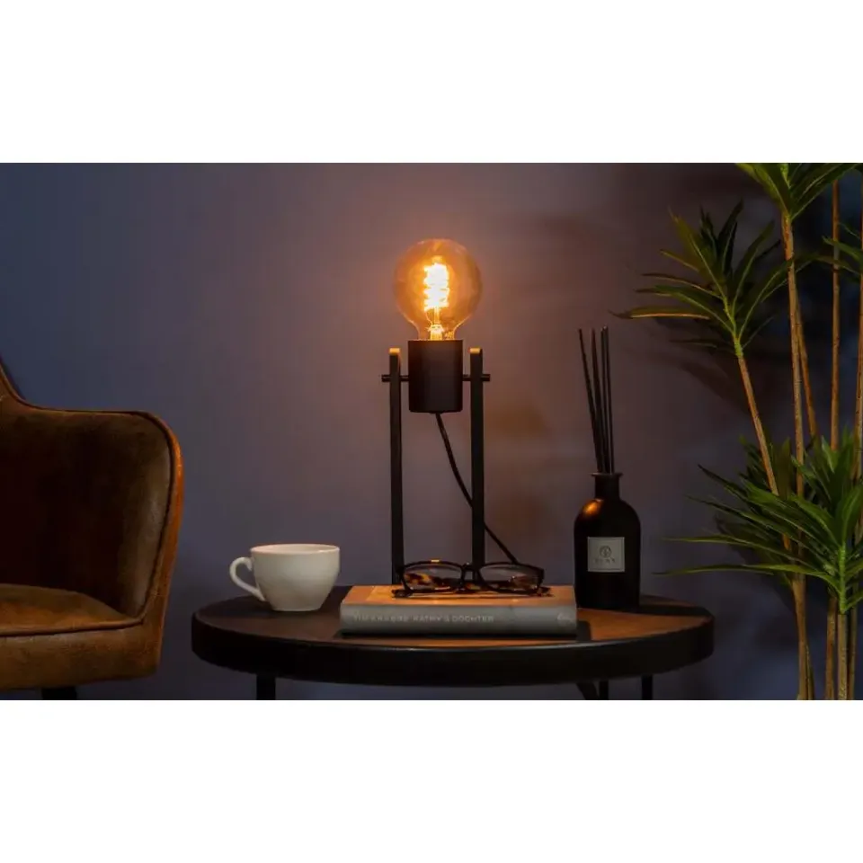 EGLO Plimsoll Tafellamp - E27 - 25,5 cm - Zwart - Hout Online