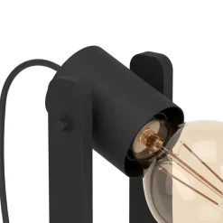 EGLO Plimsoll Tafellamp - E27 - 25,5 cm - Zwart - Hout Online