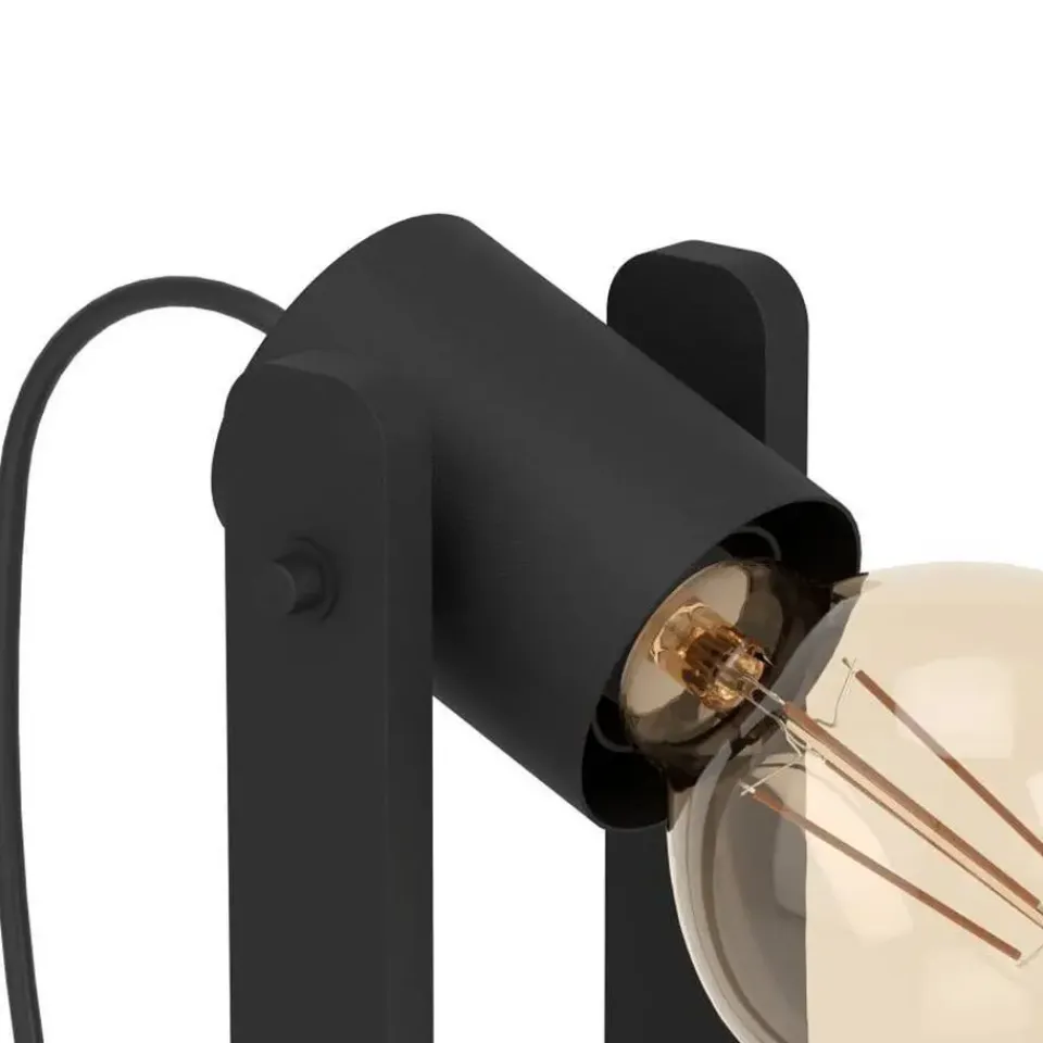 EGLO Plimsoll Tafellamp - E27 - 25,5 cm - Zwart - Hout Online