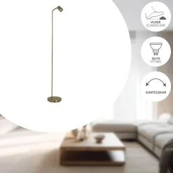 EGLO Rigomagno Vloerlamp - GU10 - H 151 cm - Staal - Goud Online