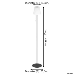 EGLO Scordiano-L Vloerlamp - Solar - 120 cm - Zwart New