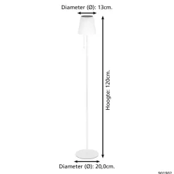 EGLO Scordiano-L Vloerlamp - Solar - 120 cm - Wit - Oplaadbaar