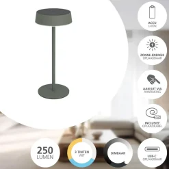 EGLO Simeri Tafellamp Buiten - Solar - 31 cm - Groen - Oplaadbaar Best