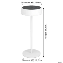 EGLO Simeri Tafellamp Buiten - Solar - 31 cm - Wit - Oplaadbaar Hot