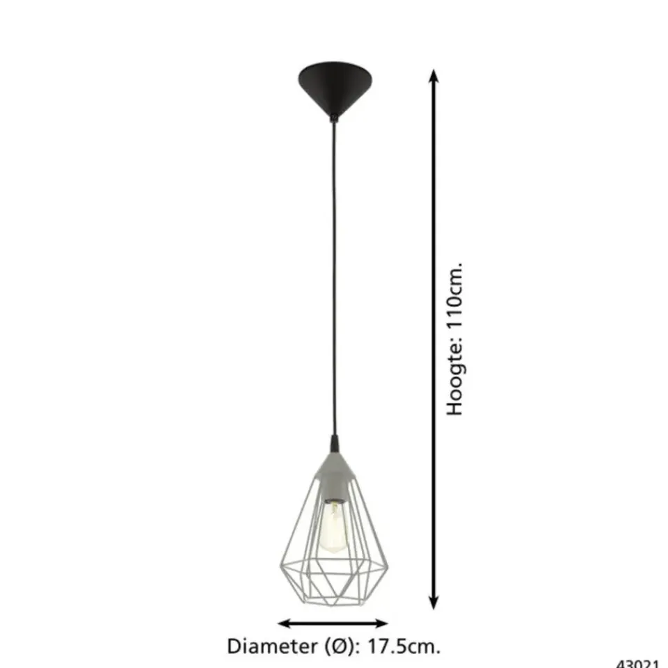 EGLO Tarbes Hanglamp - E27 - Ø 17,5 cm - Grijs Hot