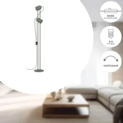 EGLO Tilston Vloerlamp - E14 - 142.5 cm - Groen - Kantelbaar New